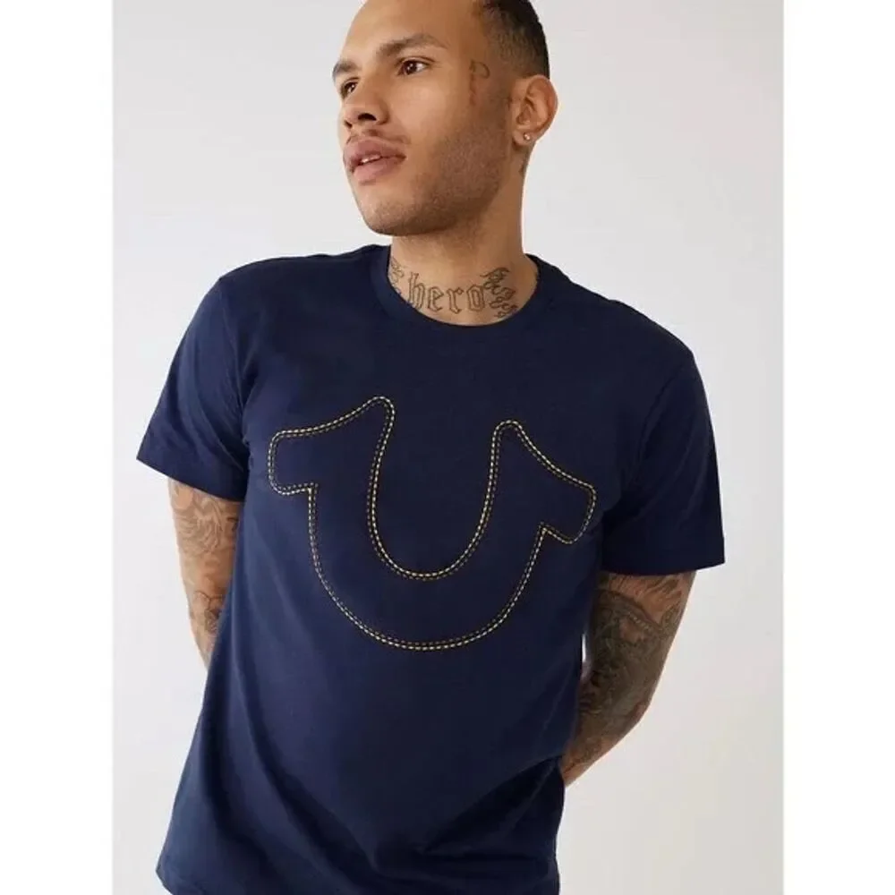 True Religion Men's XL Blue Horseshoe Logo Tee Short Sleeve‎ T-Shirt